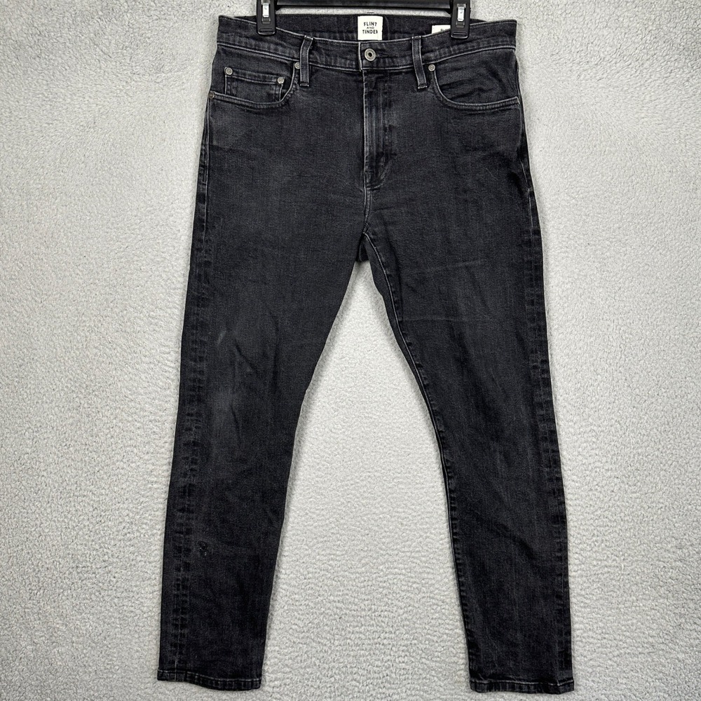 Flint and Tinder Jeans Mens 33X30 Slim Tapered Black Stretch Denim Made in USA